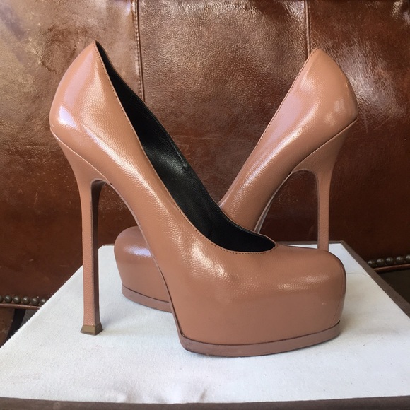 YSL TRIBTOO iconic platform heels pumps tan color - Picture 6 of 12